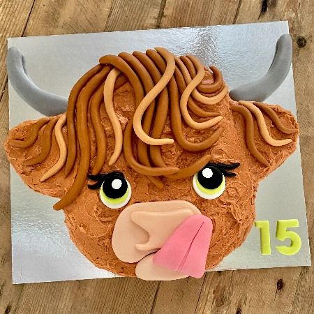 a cake shaped to look like a bull's head