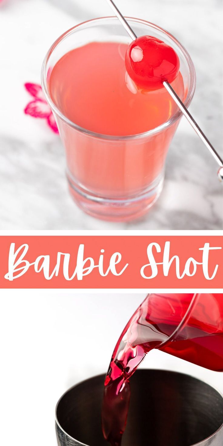 a red liquid being poured into a glass with the words baubie shot on it