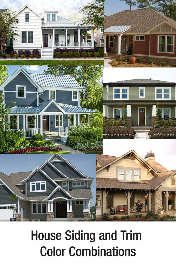 several different types of house siding and trim colors combinations for the front, side, and back of houses