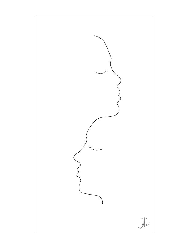 a line drawing of the face of a woman