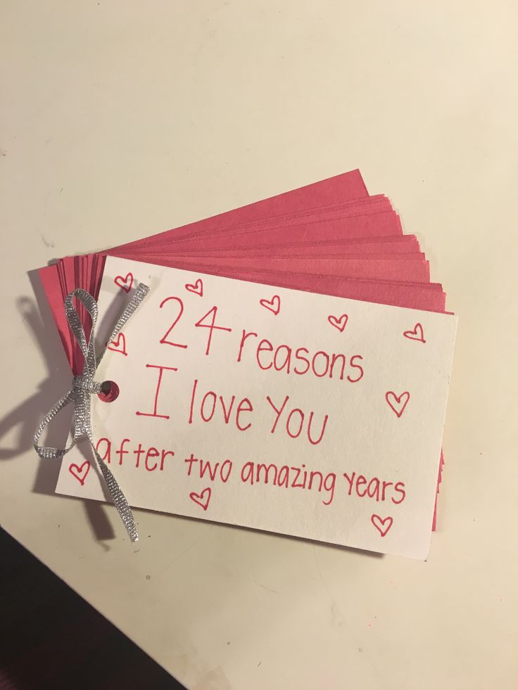 four valentine's day cards with the words, 24 - reason i love you after two amazing years