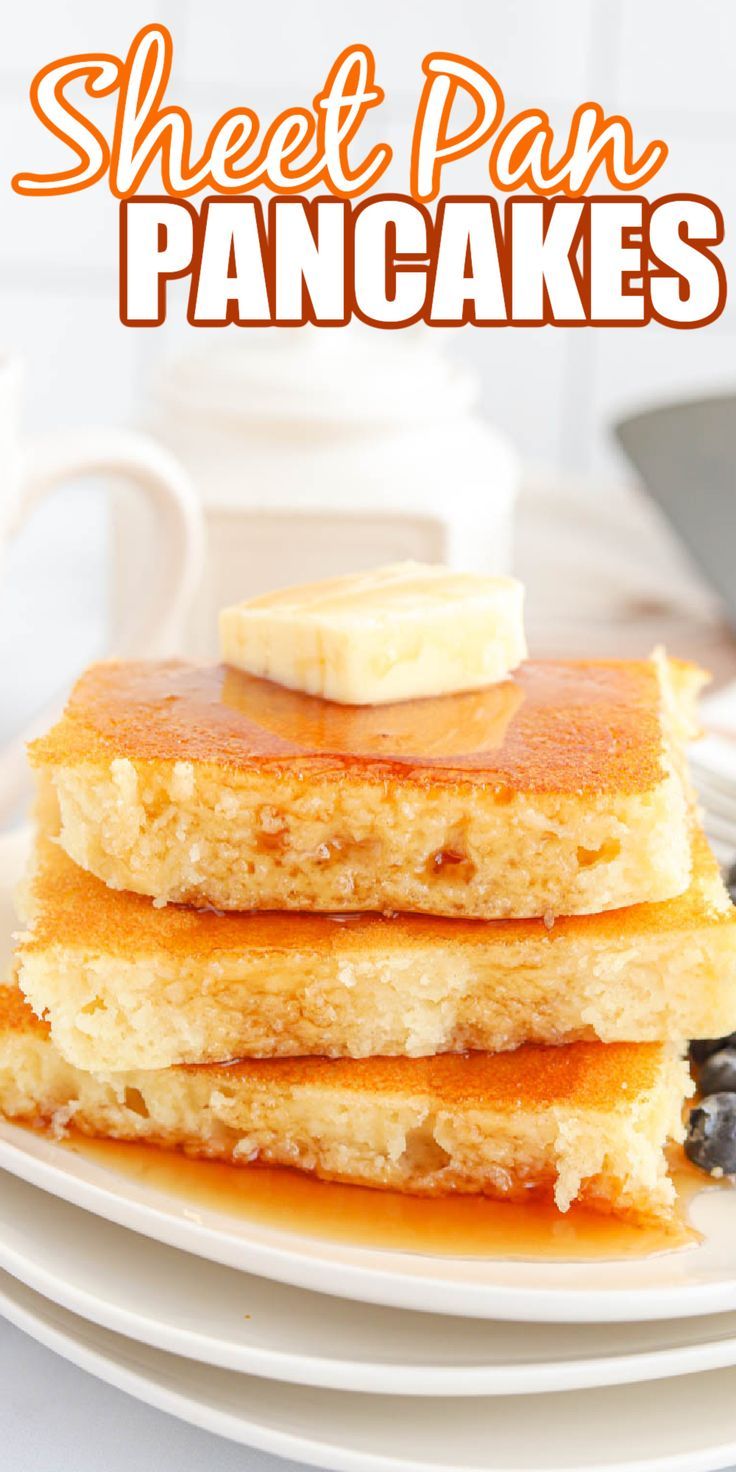 a stack of pancakes sitting on top of a white plate