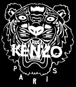 a black and white image of a tiger's face with the words kenno paris on it