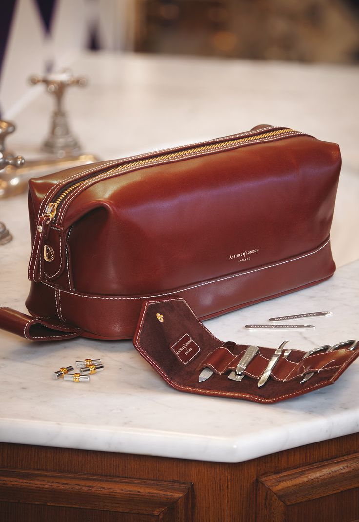 The Aspinal range of Men's Toiletry and Wash Bags are undeniably masculine and the must-have accessory for every gent whilst travelling. Men Leather Accessories, Leather Gift Ideas For Him, Leather Accessories Men, Man Gift Ideas, Leather Travel Accessories, Mens Bag, Leather Wash Bag, Mens Leather Accessories, Mens Toiletry Bag