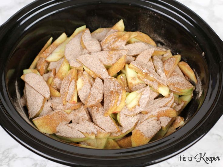 the food is in the crock pot ready to be cooked