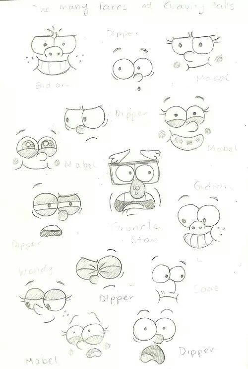 an image of cartoon faces drawn in pencil