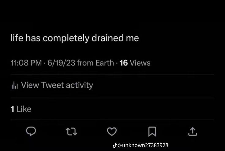 the tweet app is displayed on an iphone's screen, and it appears to be reading life has completely drained me