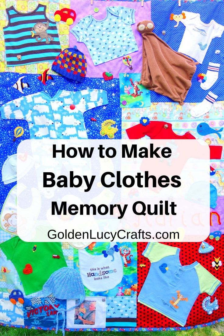 how to make baby clothes memory quilt with text overlay that reads, how to make baby clothes memory quilt