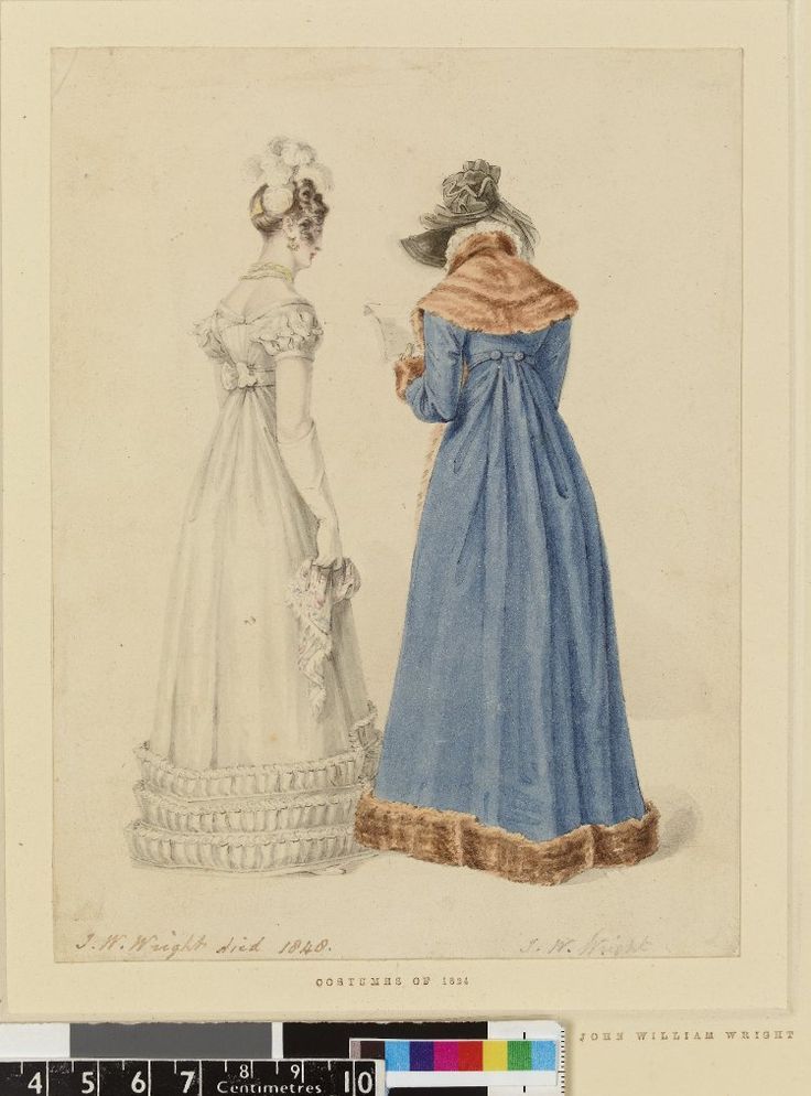 Regency Pelisse, 1820s Dress, Dress With Fur Trim, Regency Fashion Women, Types Of Hats For Women, Dress With Fur, Regency Art, Regency Dresses, Gallery Drawing