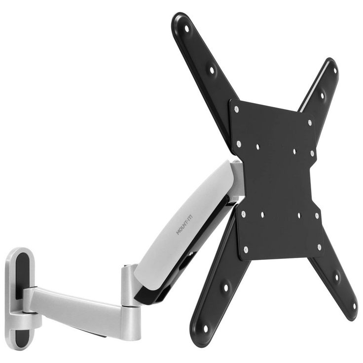 a white and black wall mount with two arms