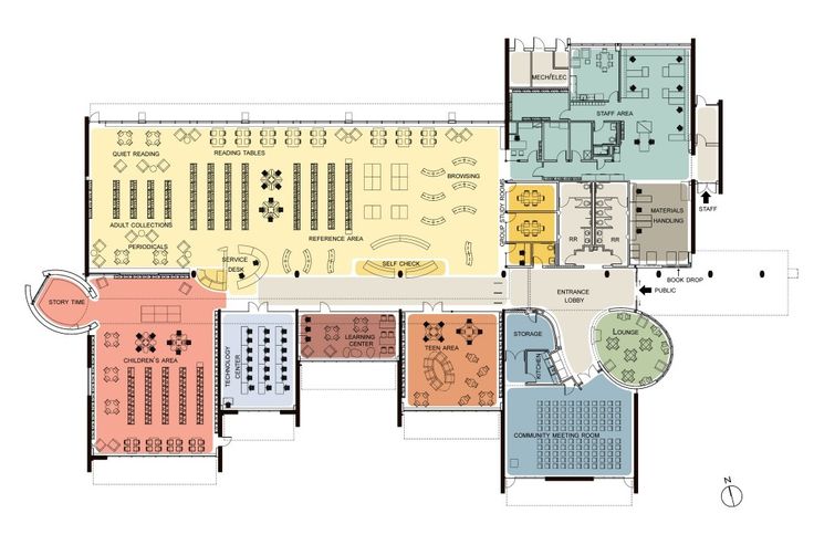 the floor plan for an office building with multiple floors and several different seating areas, including two