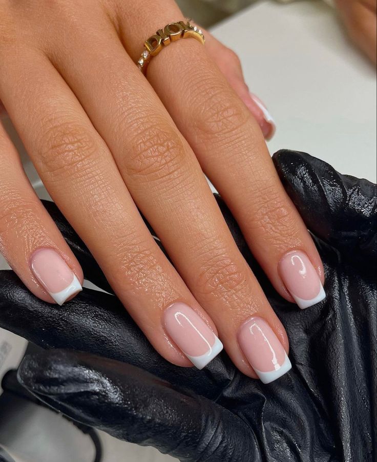 French Tip Gel Nails, Gel Nails French, Blue French Tips, Squoval Nails, French Manicure Nails, Basic Nails, French Tip Acrylic Nails, Work Nails, French Acrylic Nails