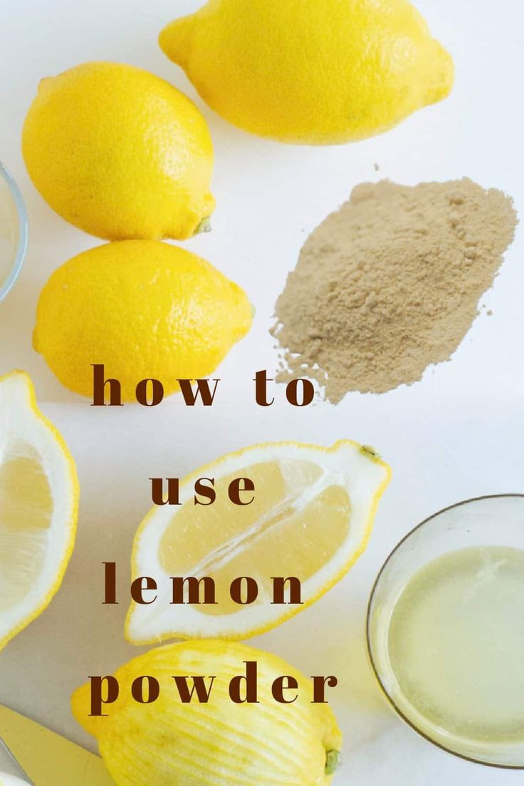 lemons and powdered sugar on a table with the words how to use lemon powder