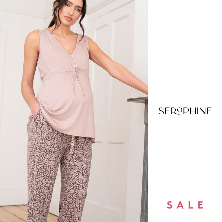 Seraphine's full length jersey pajama set is super-cozy and stylish with a flexible fit, perfect for any stage of the new mama journey. Maternity Pajamas, New Mama, Pajama Set, Full Length, Pajamas