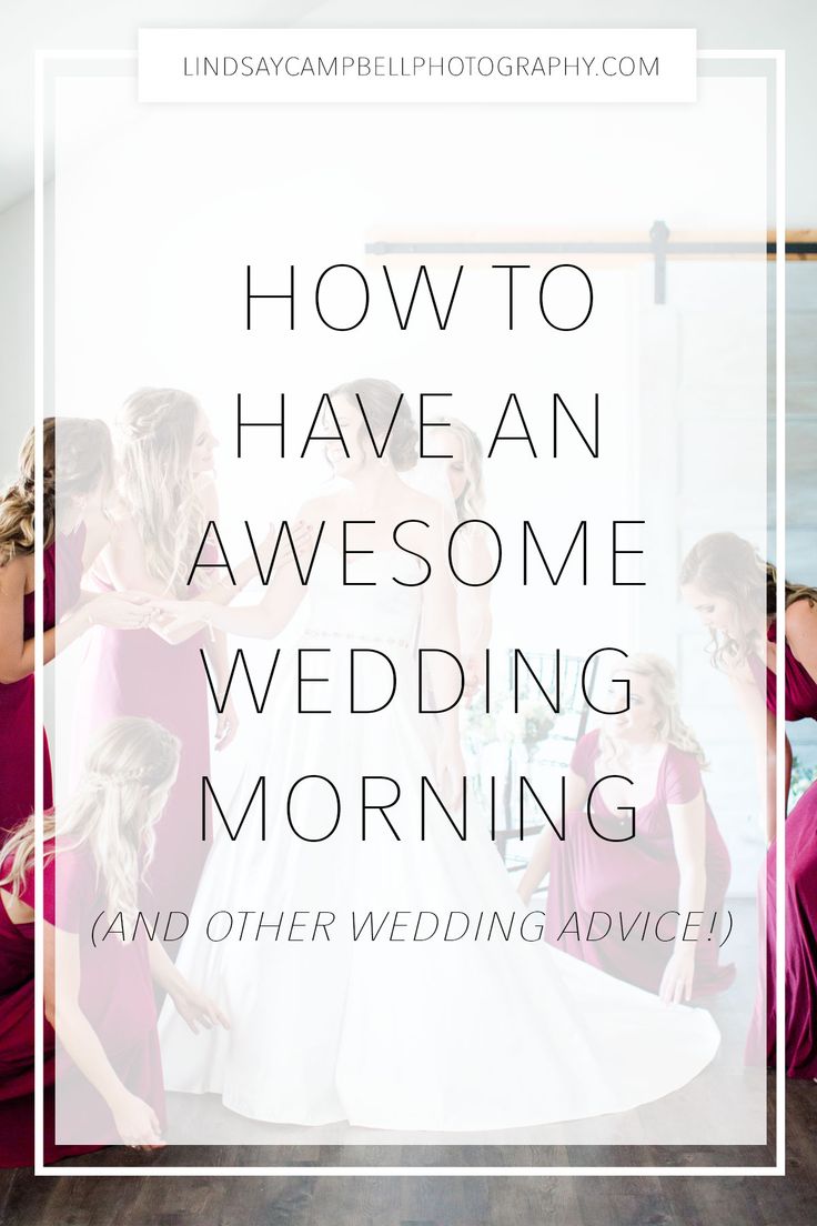 bridesmaids in pink dresses with text overlay how to have an awesome wedding morning and other wedding advice