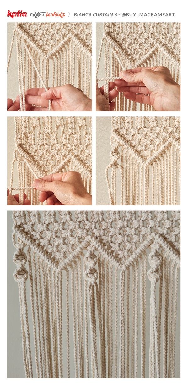 the instructions for how to make a crocheted wall hanging with yarn and beads