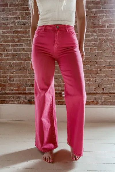 Pretty in pink :cupid: | @therollinj Solid Cotton Flare Jeans For Fall, Spring Straight Dark Wash Pants, Straight Dark Wash Pants For Spring, Five-pocket Jeans For Fall, Spring Solid Mid-rise Flare Jeans, Solid Color Jeans With Five Pockets For Fall, Spring Mid-rise Flare Jeans, Fall Jeans With Five Pockets, Casual High Rise Flare Jeans