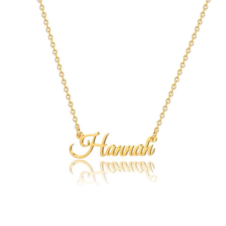 PRICES MAY VARY. NAME NECKLACE: Name necklace personalized for women who named Hannah, have great meaning for miss memory or express your feelings for someone. SIZE: Personalized name necklace size include the name pendant and chain size, 14K gold chain of necklace is adjustable, length is 18" and extra 2". Name pendant width 0.8", length is different because of name but it’s a nuance. PERFECT GIFT: Personalized necklace came with a elegant bag as birthday, wedding, mother's day, thanksgiving da Customized Name Necklace, Word Necklace, Elegant Bags, Plate Necklace, Custom Name Necklace, Necklace Size, Necklace Dainty, Necklace Personalized, Letter Necklace