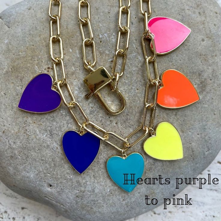 Psychedelic//colorful Chain and Heart Charm Layering Necklaces Each Sold Separately//enamel Jewelry//neon Rainbow Jewelry//prices Vary - Etsy Trendy Enamel Necklace With Adjustable Chain, Trendy Neon Jewelry, Personalized Multicolor Charm Necklaces, Colorful Jewelry With Adjustable Chain, Trendy Rainbow Jewelry As Gift, Personalized Multicolor Jewelry For Everyday, Rainbow Choker Jewelry As A Gift, Rainbow Choker Jewelry As Gift, Trendy Nickel-free Heart Shaped Necklaces