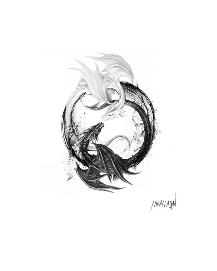 a black and white drawing of a dragon