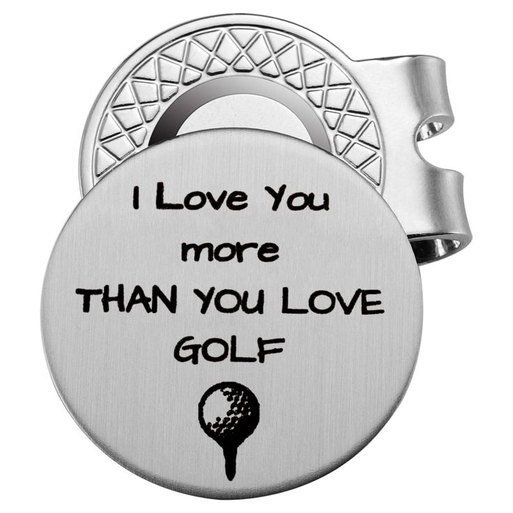 i love you more than you love golf bottle opener cover in stainless steel with an image of a golf ball on it