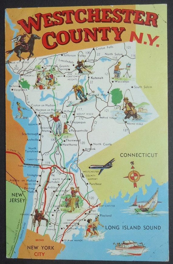 a map of the west chester county, new york with images of towns and roads