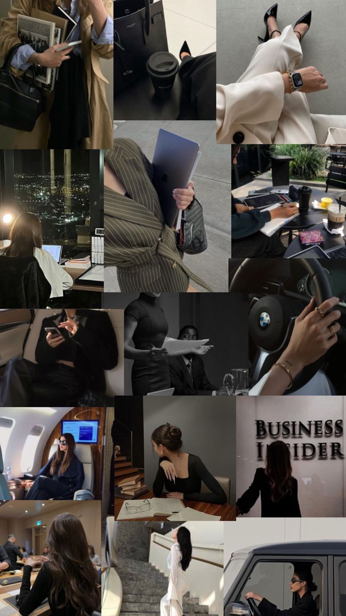 a collage of photos with people working on laptops and other things in the background