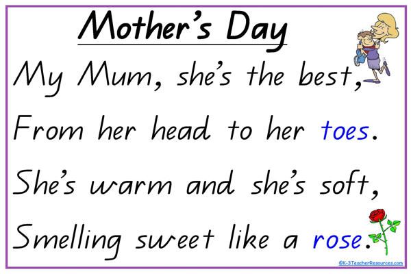 a mother's day poem written in english