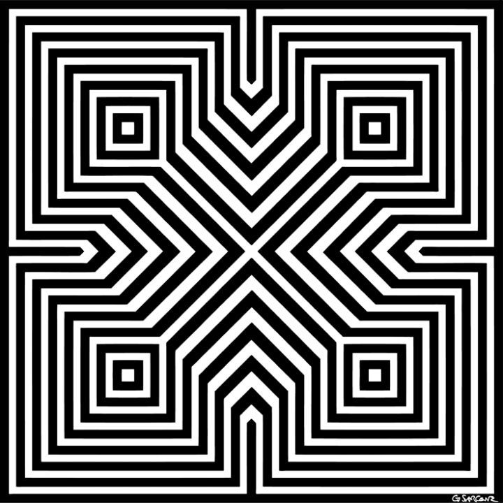 an abstract black and white pattern