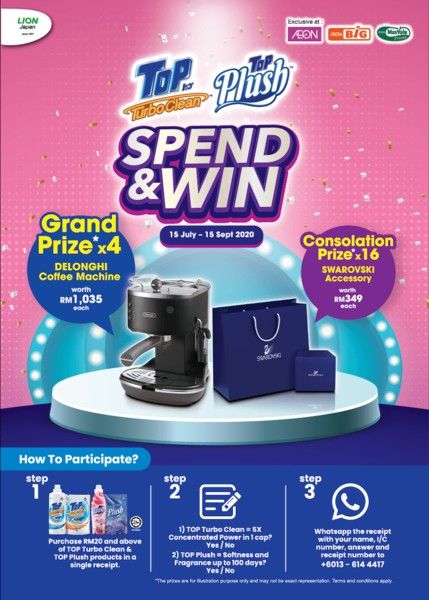 an advertisement for the top prize and win contest in which there are prizes on display