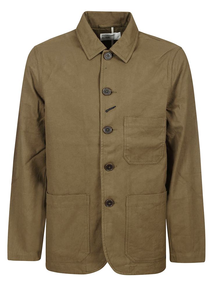 "Universal Works cotton work jacket". It features a five-button front, three front patch pockets, an interior pocket, and our classic angled buttonhole.Composition: 100% Cotton Outer, 100% Polyester Top Sleeve Lining Brown Cotton Blazer With Patch Pockets, Classic Brown Utility Jacket With Buttoned Pockets, Utility Cotton Sport Coat Single Breasted, Utility Blazer With Button Closure, Classic Cotton Sport Coat With Button Closure, Utility Style Cotton Sport Coat Single Breasted, Utility Style Single Breasted Cotton Sport Coat, Utility Style Single-breasted Cotton Sport Coat, Utility Cotton Sport Coat With Lapel Collar