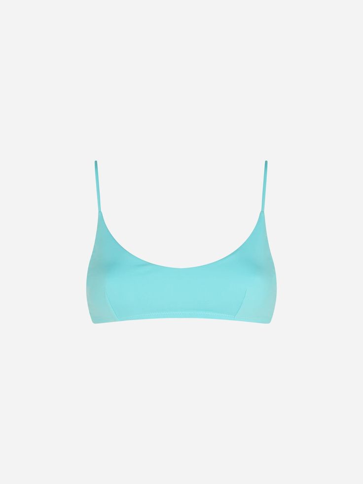 Woman top bralette swimsuitWater green solid colorStretch fabricRegular fitComposition: 90% polyamide 10% elastaneCare instructions: Cold hand wash. Do not soak. Do not iron. Do not dry off in contact with other garments. Rinse after contact with chlorine or salt water Solid Swimwear With Built-in Bra, Summer Second-skin Polyamide Swimwear, Second-skin Polyamide Swimwear For Summer, Triangle Top With Built-in Bra For Pool, Summer Nylon Bra, Beachwear Seamless Bra For Sunbathing, Seamless Beachwear Bra For Sunbathing, Summer Fitted Scoop Neck Bra, Contoured Triangle Top Swimwear With Bra-friendly Design