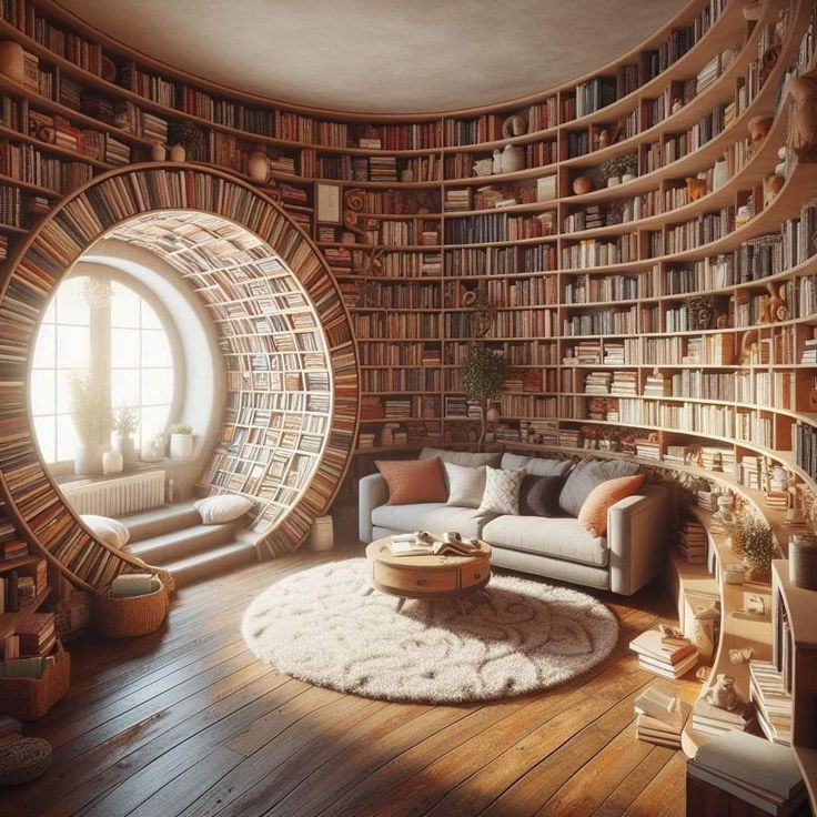 a living room filled with lots of books