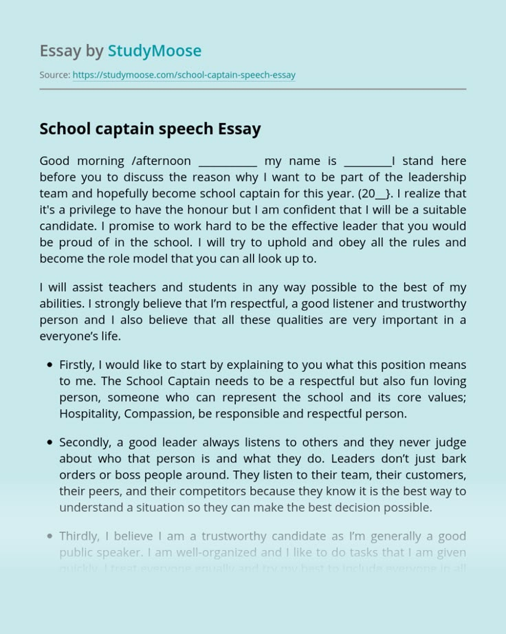 an article in the book school captain speech