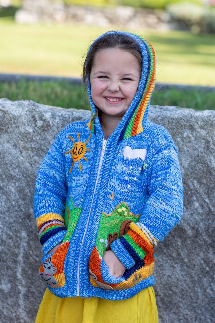 Cuteness and creativity abound in these colorful children's sweaters! Each cute kids sweater is totally unique and features a different scene of adorably embroidered happy animals, smiling suns, and colorful clouds. Theses adorable childrens animal sweaters are the sweetest way to keep your little one cuddled and cozy when temperatures drop! Did we mention these are the perfect baby shower gift? Watch out for a cuteness overload! Happy Animals Smiling, Animal Sweater, Colorful Clouds, Nature Kids, Perfect Baby Shower Gift, Happy Animals, Kids Sweater, Green Sweater, Zip Sweater