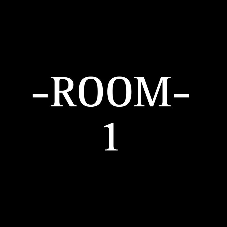 the words room 1 are white on black