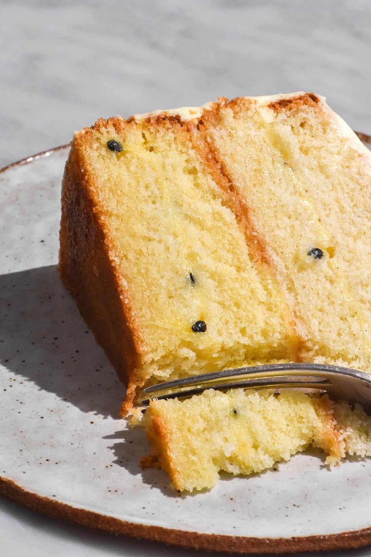 a slice of cake on a plate with a fork