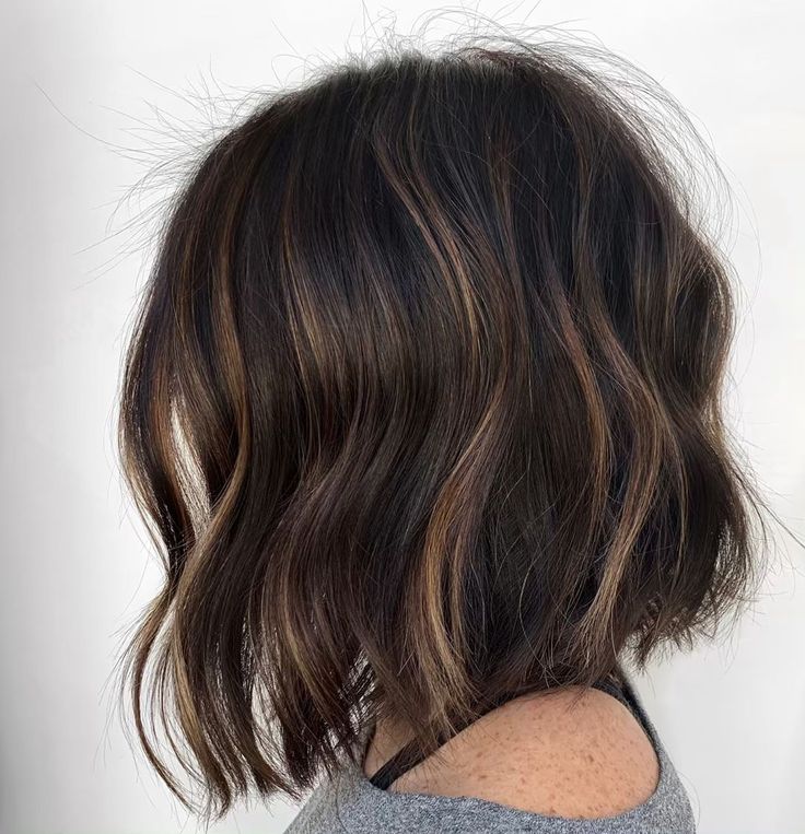 Baby Blonde, Rambut Brunette, Baby Lights, Short Dark Hair, Ogden Utah, Wavy Bob Hairstyles, Choppy Bob Hairstyles, Lob Haircut, Brown Highlights