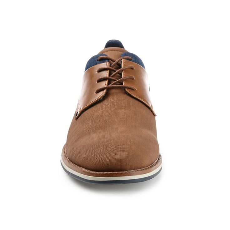 Spruce up your work wardrobe with the Latrell derby by Vance Co. This business casual shoe has a lace-up profile and a 6 mm Tru Comfort Foam insole for all-day comfort. For durability the design features soft vegan leather uppers grounded by an rubber outsole. At Vance Co. our goal is to bring you shoes that will add texture and style to any outfit and give you that added confidence with every step you take. Casual Brogue Lace-up Shoes For Work, Brown Low-top Lace-up Shoes For Business Casual, Casual Lace-up Shoes With Brogue Detailing For Work, Casual Synthetic Lace-up Shoes For Work, Casual Oxford Shoes For Work, Business Casual Lace-up Shoes With Cushioned Footbed, Casual Lace-up Oxfords For Business Casual, Business Casual Lace-up Oxfords, Casual Spring Oxfords For Business