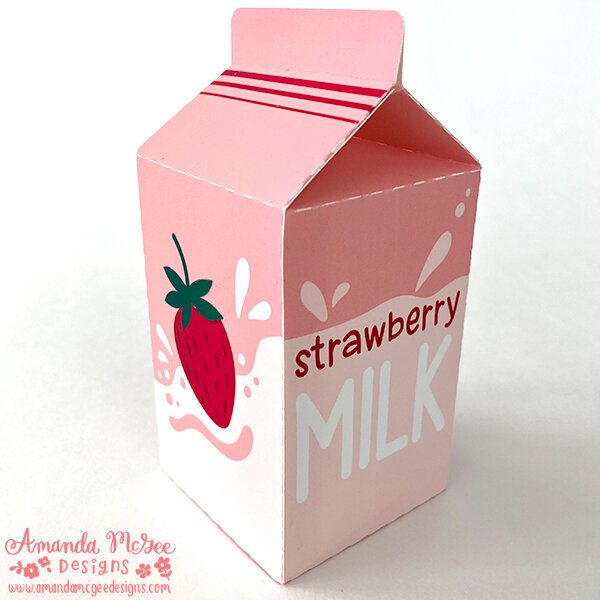 a strawberry milk carton is shown on a white background