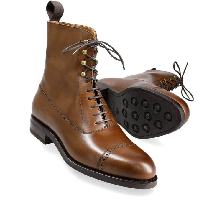 BALMORAL BOOTS IN BROWN VEGAN Classic High Ankle Combat Boots With Leather Sole, Brown Snip Toe Boots With Brogue Detailing, Brown Brogue Snip Toe Boots, Western Ankle Lace-up Boots With Leather Sole, Winter Lace-up Cap Toe Boots With Reinforced Heel, Lace-up Boots For Derby In Fall, Classic Winter Boots For Derby, Plain Toe Boots For Derby In Fall, Brown Almond Toe Boots With Brogue Detailing