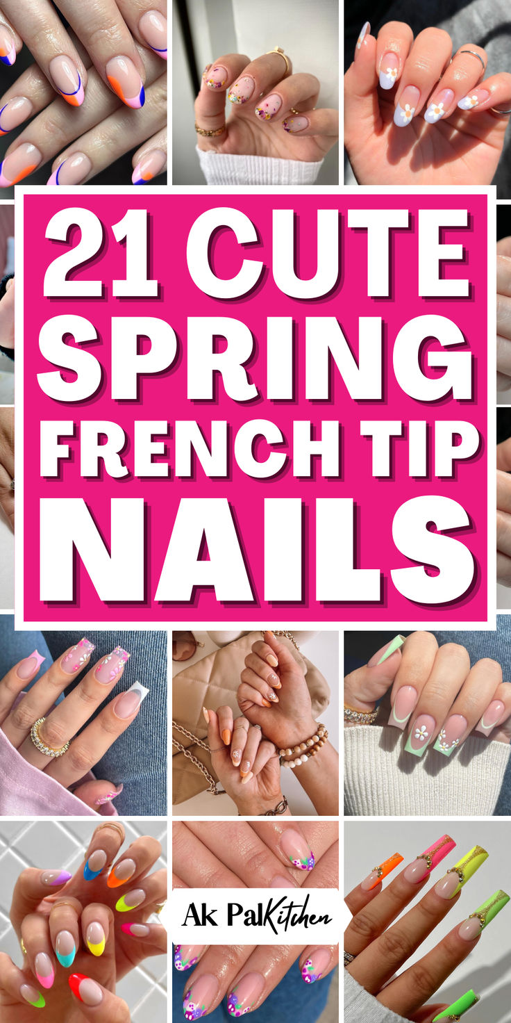 Embrace the beauty of spring nails with our latest spring French tip nails. Discover elegant pastel French tips nails to flower nails and rainbow nails that capture the essence of the season. Get inspired by modern twists on the classic French tip nails, featuring bright spring nail polish colors, glitter nails, and chic spring ombre nails. Our spring nail designs offer something for everyone. Perfect for adding spring weddings and spring parties, these spring nails are perfect for everyone. French Tip Manicure With Flower, Spring French Tip Nails, Spring French Tip, Spring Nail Polish Colors, Nails Floral, French Tip Nail Art, Chic Manicure, Glitter French Tips, Manicure Designs