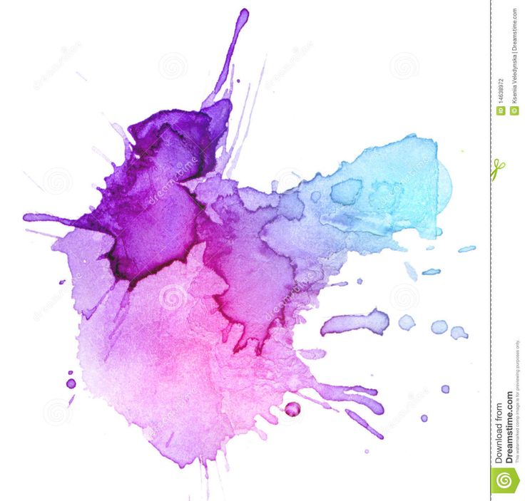 purple and blue ink splots on white background