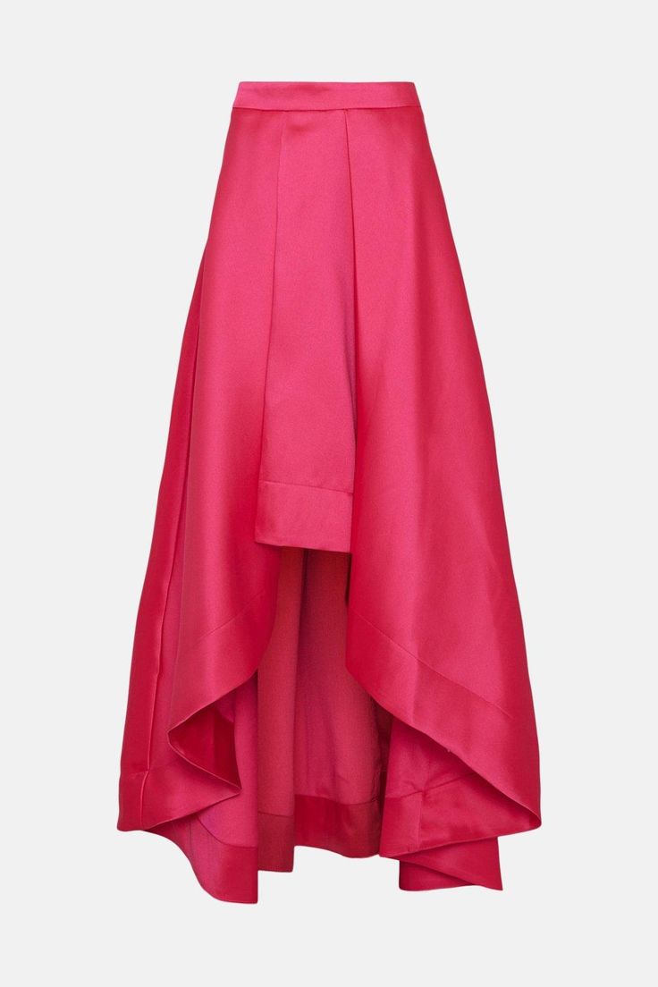 Bringing the drama with its sweeping silhouette, hot raspberry hue and waterfall hem, this structured twill skirt makes a bold alternative to your favourite party dress. It sits high on the waist to cinch in your figure, opening out to an elegant high-low hem to show a sliver of skin as you walk.Style: Midi SkirtFabric: TwillLength: Midi Twill Skirt, Latest Skirts, Full Skirts, High Low Skirt, Satin Skirt, The Drama, High Low Hem, High Low, Raspberry