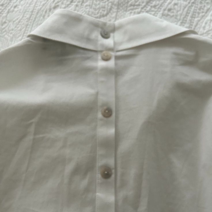 Jones & Co. White Blouse Tunic. Size Small. Sleeves Can Be Buttoned To Elbow. Very Versatile. Buttons Run Down Back. New Without Tags! Classic Summer Office Tops, White Collared Blouse For Summer, White Fitted Blouse With Back Button Closure, Fitted Collared Top For Daywear, Chic Tops With Peter Pan Collar And Buttons, Chic Top With Peter Pan Collar And Buttons, Office Tops With Peter Pan Collar And Buttons, White Spread Collar Top For Work, White Fitted Top With Collared Neckline