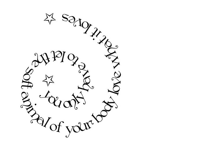 the words are written in black ink on a white background, and there is a circular design with stars