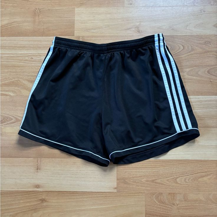 -Adidas Brand -Black With White Stripes -Aeroready Fabric -Adjustable Drawstring Waist -Never Worn Adidas Athletic Shorts With Three Stripes For Streetwear, Adidas Athletic Shorts With Logo For Streetwear, Adidas Sporty Athletic Shorts For Streetwear, Sporty Athletic Shorts With Side Stripes For Workout, Casual Black Athletic Shorts With Three Stripes, Casual Adidas Bottoms For Running, Black Workout Shorts With Three Stripes, Black Three Stripes Workout Shorts, Black Athleisure Shorts With Side Stripes