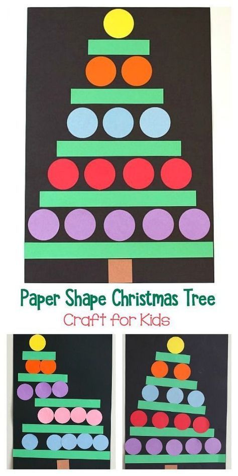 paper shape christmas tree craft for kids to make with construction paper and colored circles on it