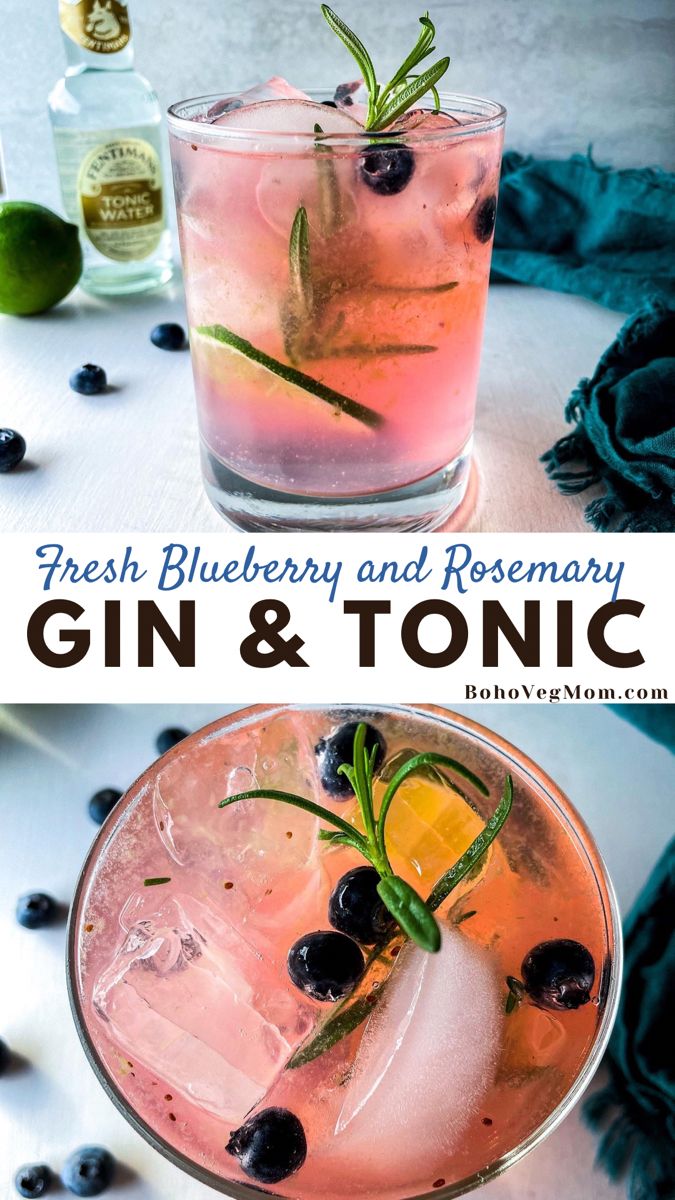 Bright pink gin and tonic made with blueberries and fresh rosemary. Fantasy Feast, Tonic Recipe, Gin Drinks, Christmas Homemade, Christmas Homescreen, Boozy Drinks, Fancy Drinks, Festive Drinks, Mixed Drinks Recipes