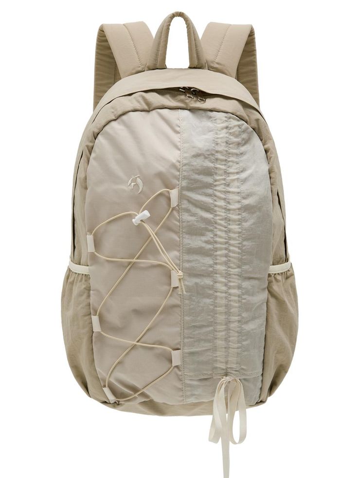 This casual backpack features asymmetric front design that adjust shirring effect. It's finished with reinforced back and bottom, and fitted with laptop pocket inside so ideal for your practical use.- Top handle- Zipper closure- Lace-up drawcord detail- Drawstring detail- Side pockets- Adjustable shoulder straps- Unisex wear Beige Nylon Backpack For Outdoor Activities, Casual Backpack With Functional Drawstring, Travel Backpack With Functional Drawstring In Nylon, Casual Backpack With Functional Drawstring For Daily Use, Travel Backpack With Drawstring, Functional Drawstring Backpack For Outdoor, Travel Backpack With Functional Drawstring, Functional Outdoor Backpack With Drawstring, Casual Nylon Backpack With Functional Pockets